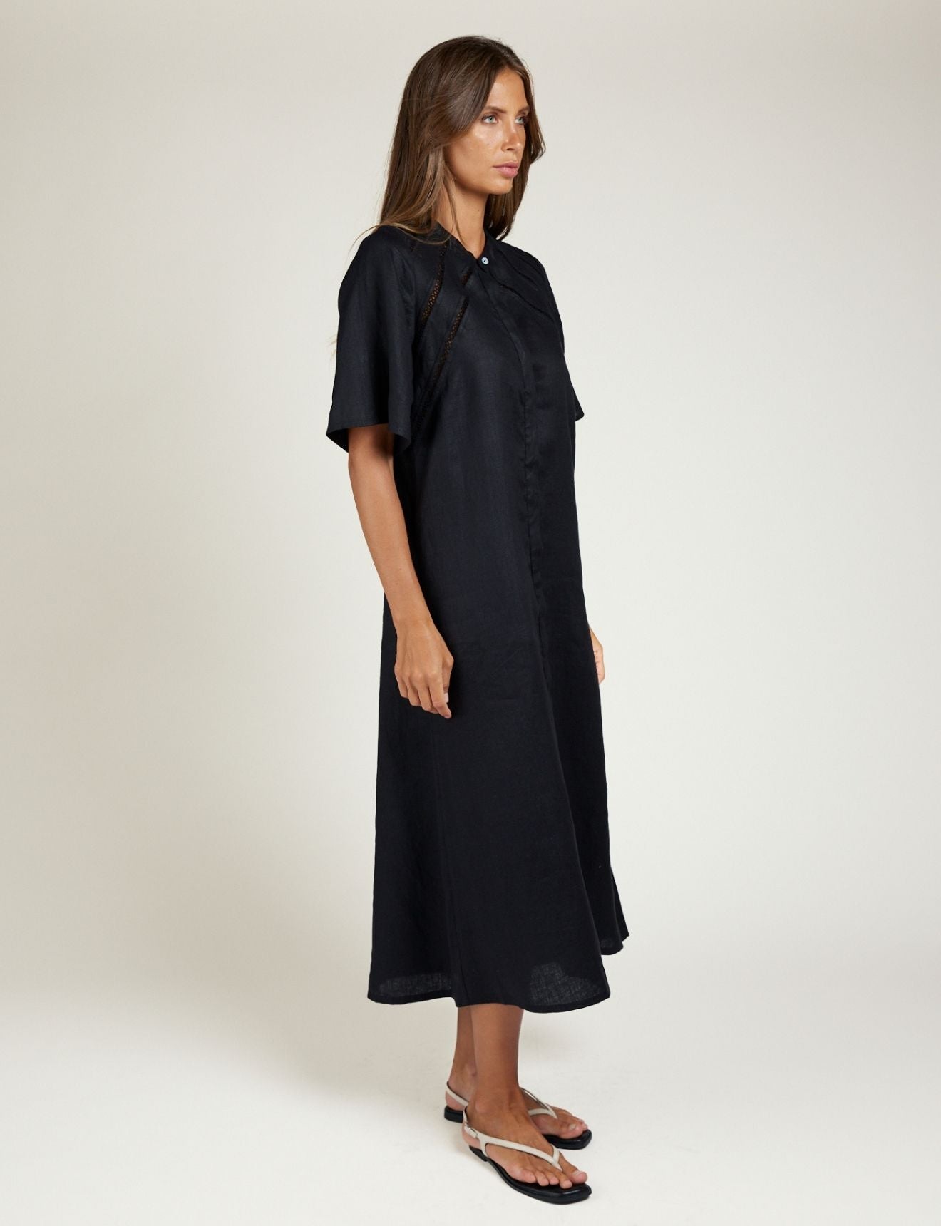 LACE TRIM DRESS ONYX