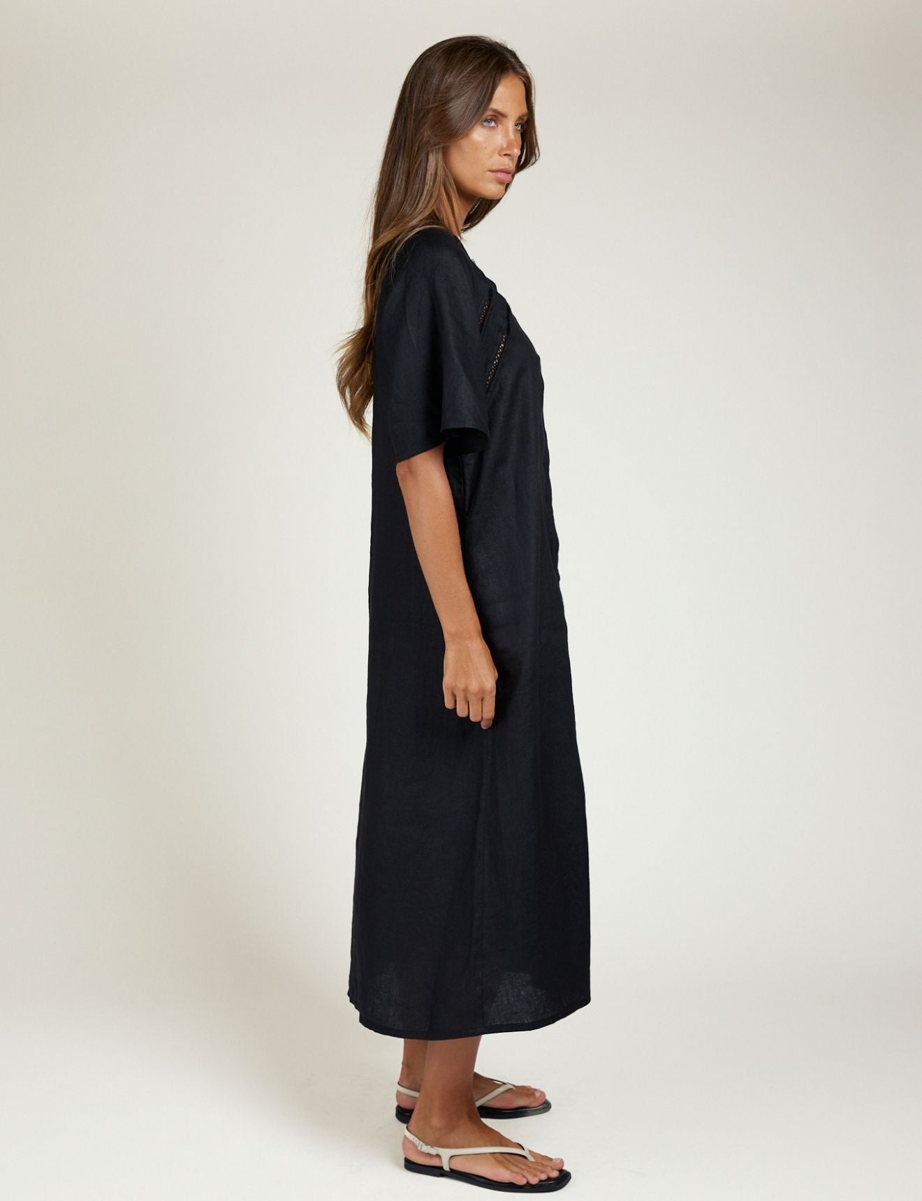 LACE TRIM DRESS ONYX