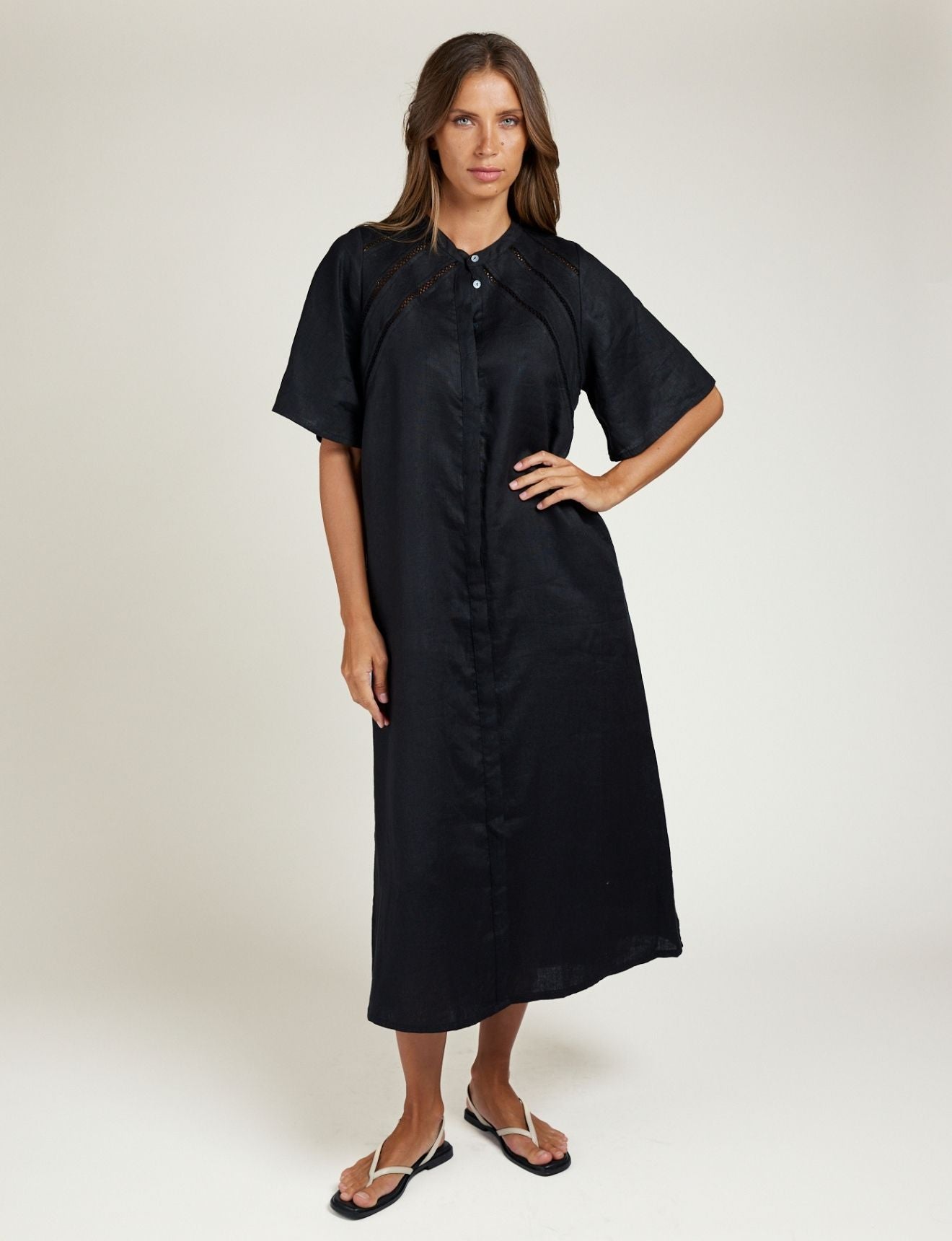 LACE TRIM DRESS ONYX