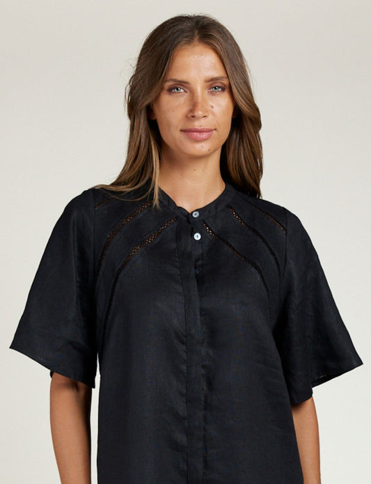 LACE TRIM TOP ONYX