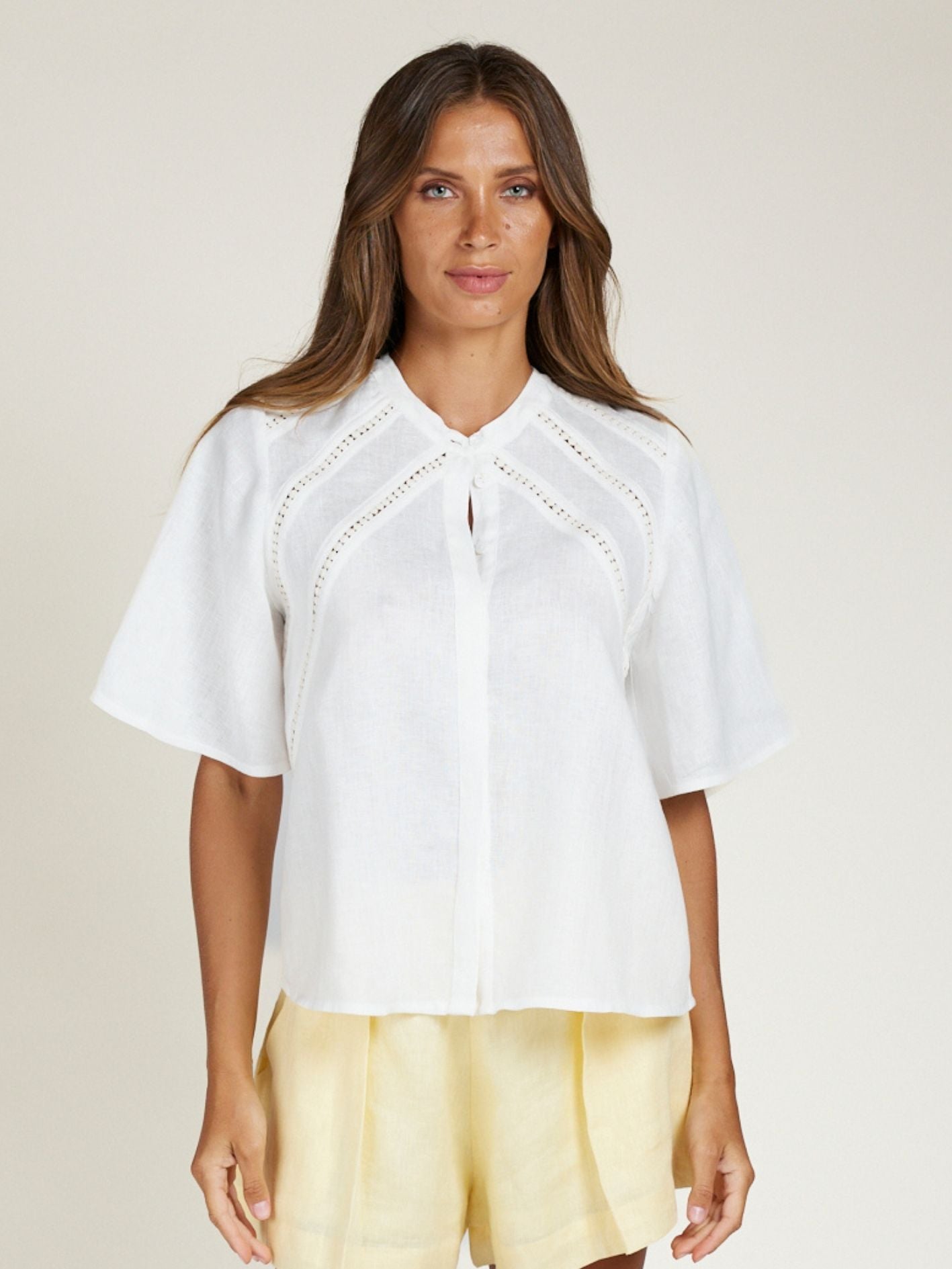 LACE TRIM TOP IVORY