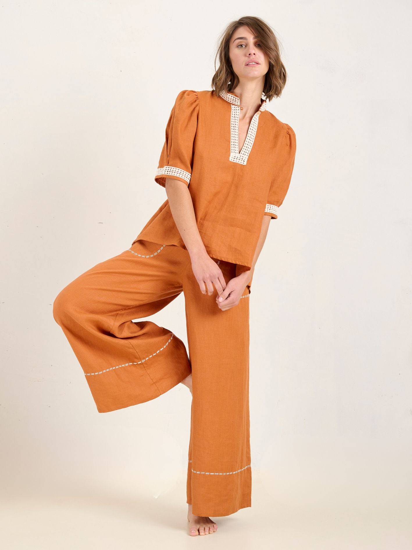 LINEAR PALAZZO PANT RUSSET