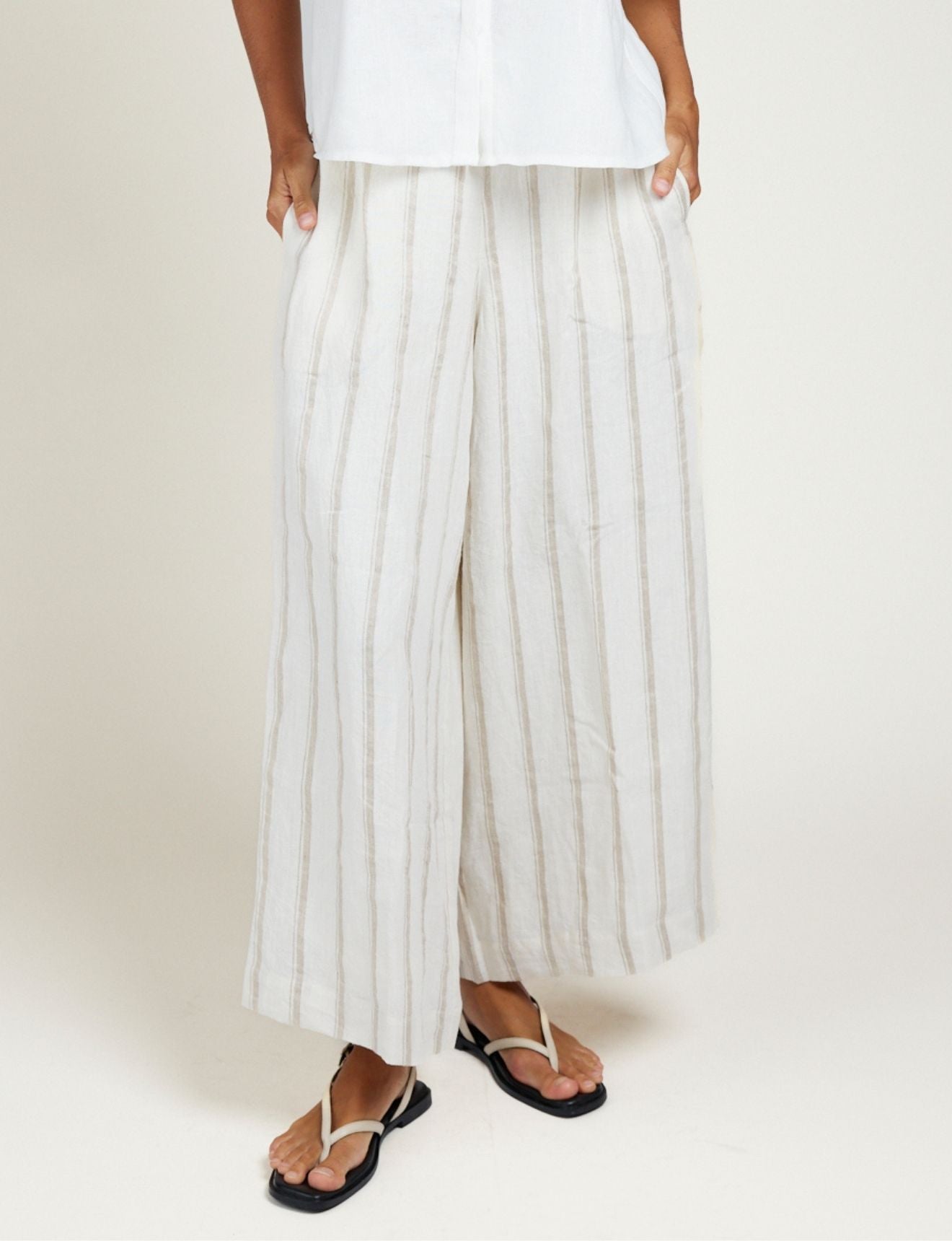 PALAZZO PANT TAUPE STRIPE
