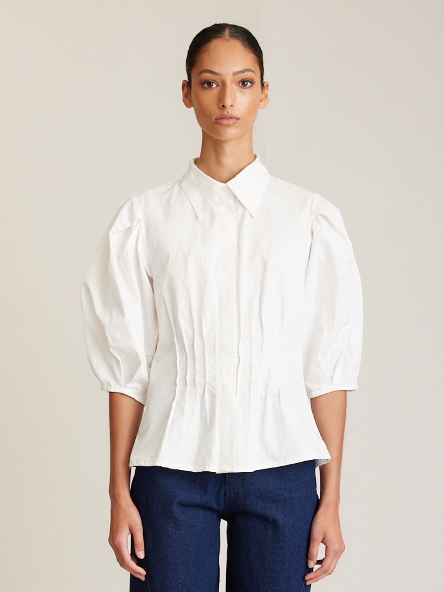 PINTUCK BLOUSE WHITE