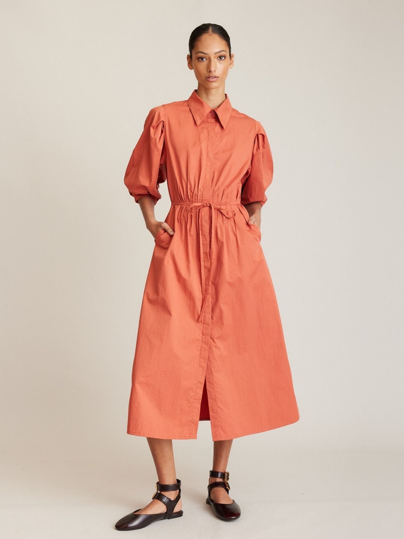 PINTUCK DRESS AMBER