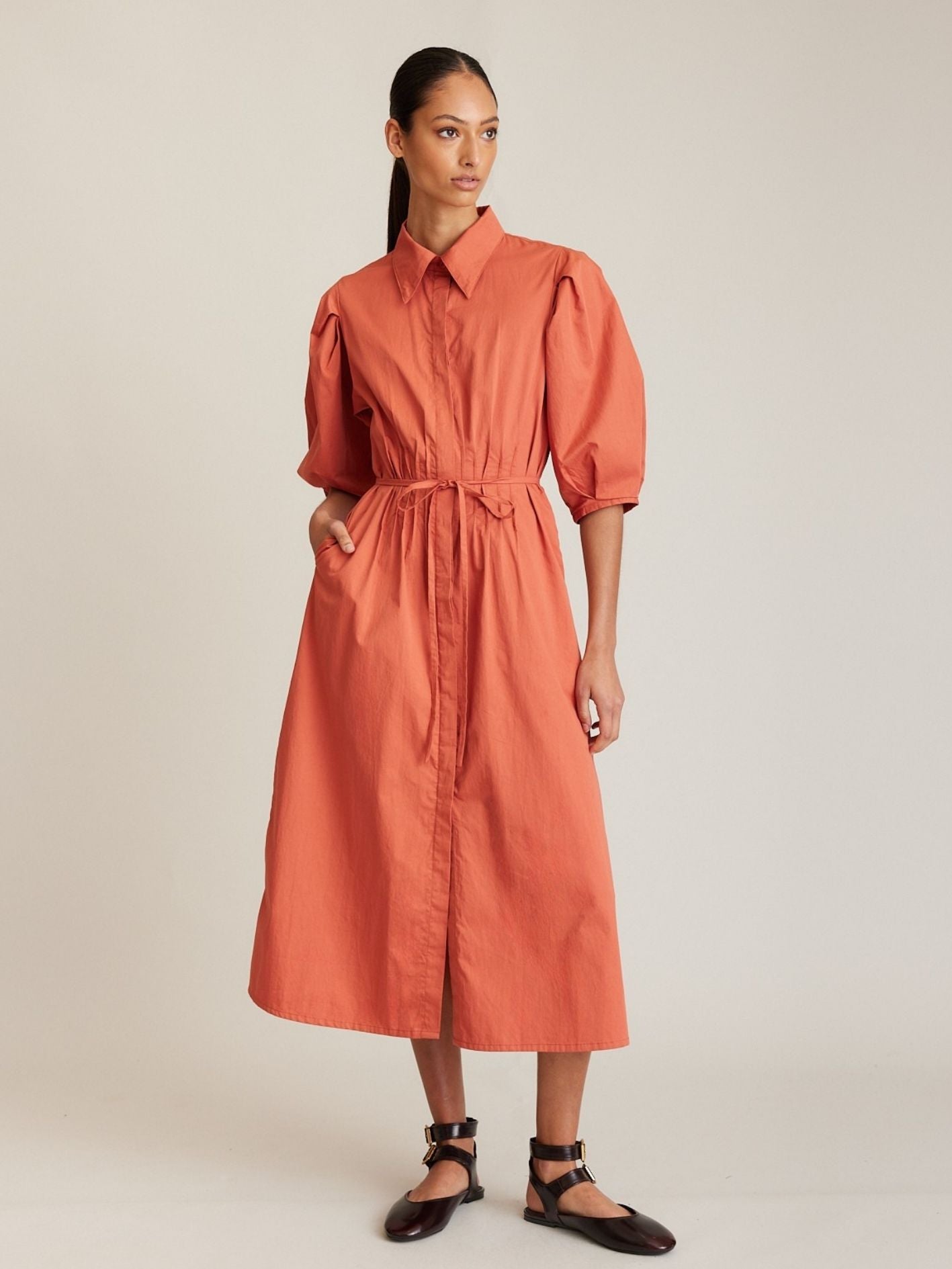 PINTUCK DRESS AMBER