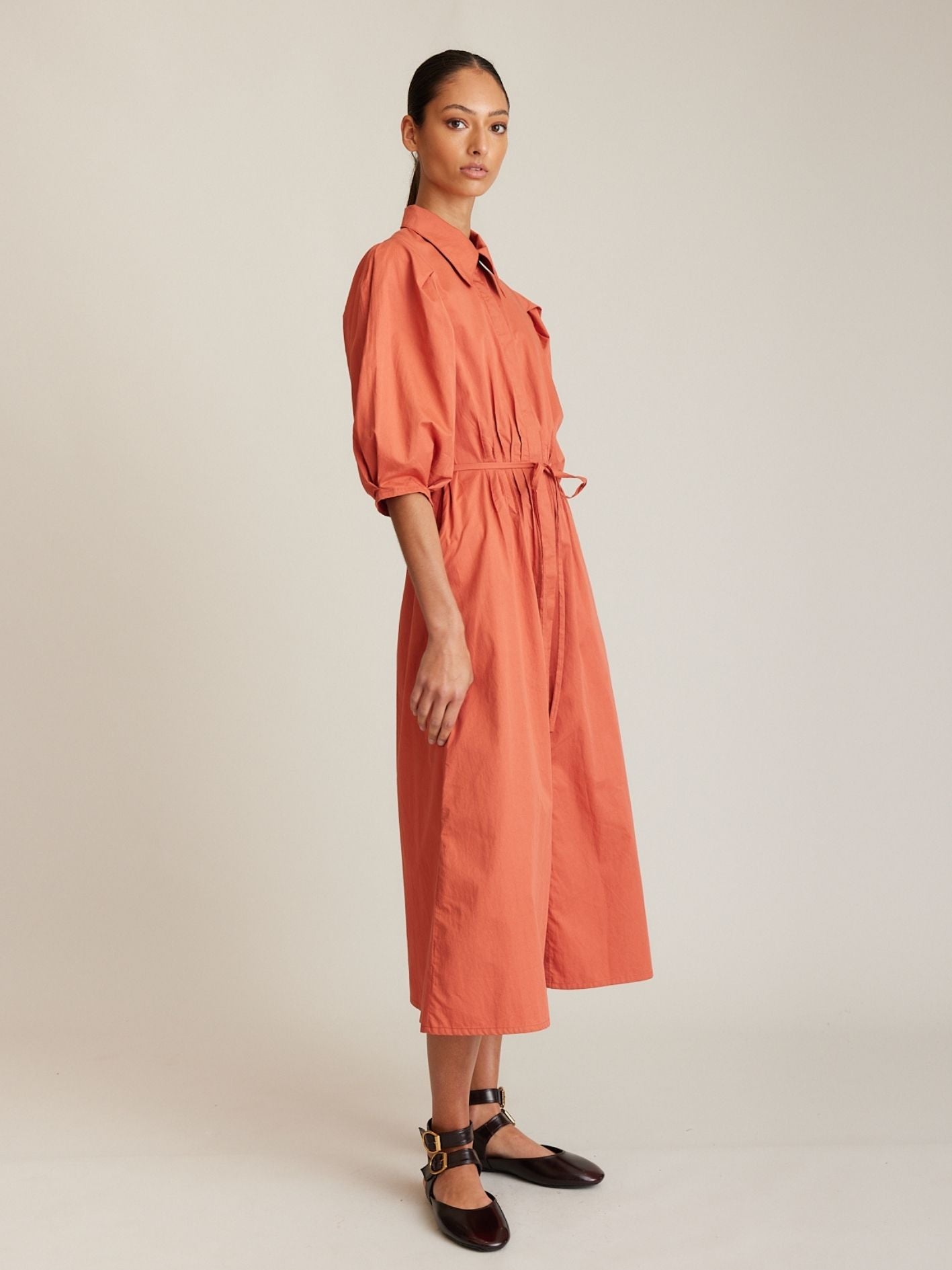 PINTUCK DRESS AMBER