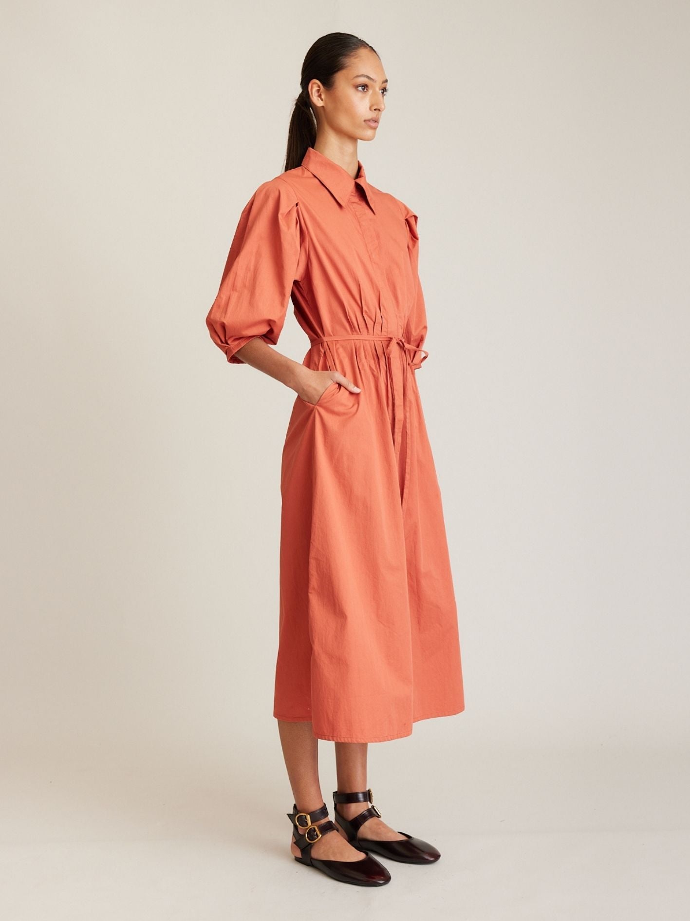 PINTUCK DRESS AMBER