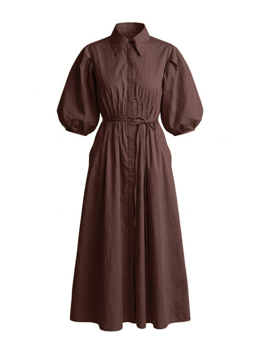 PINTUCK DRESS CHOCOLATE