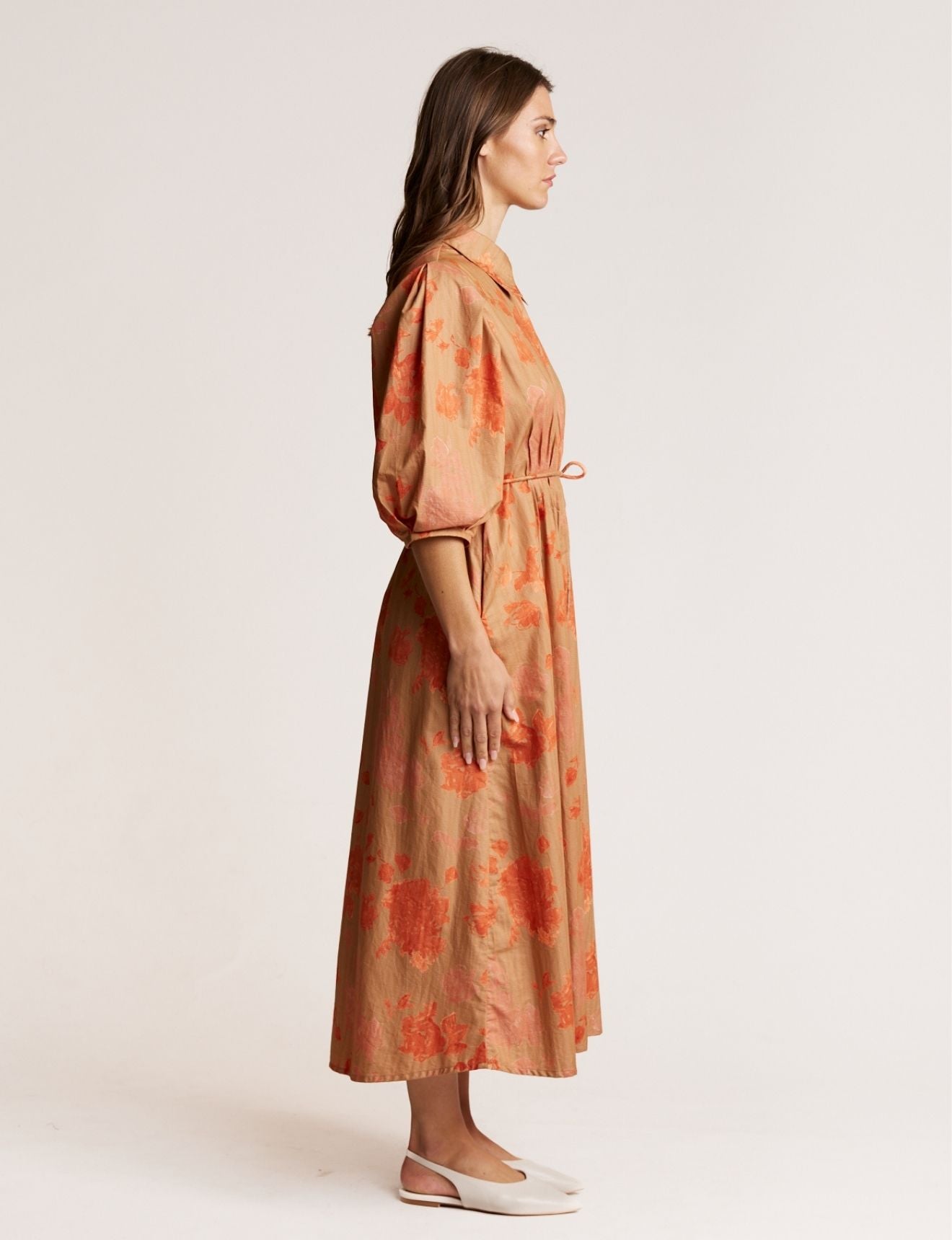 PINTUCK DRESS GRAPHIC ROSE