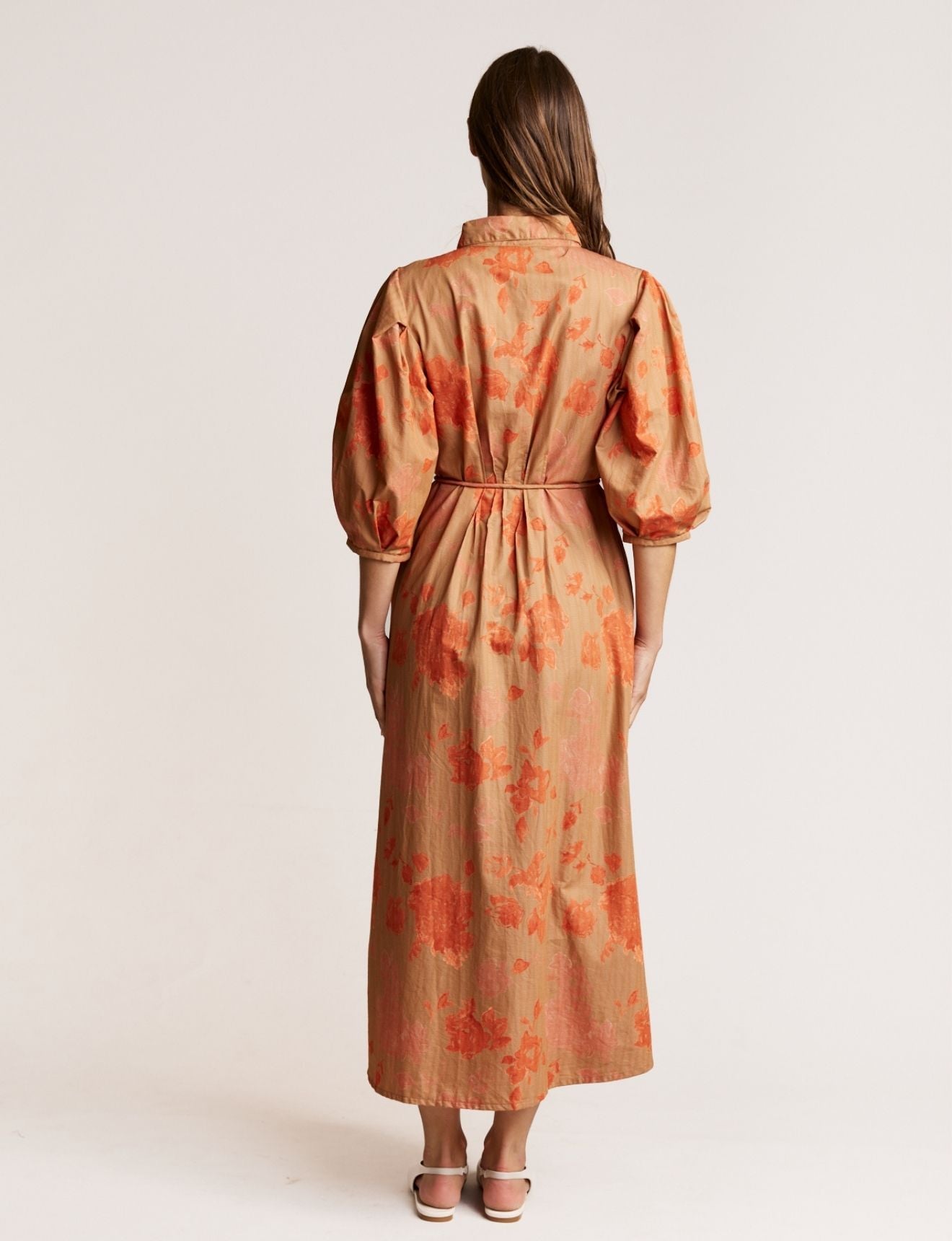 PINTUCK DRESS GRAPHIC ROSE