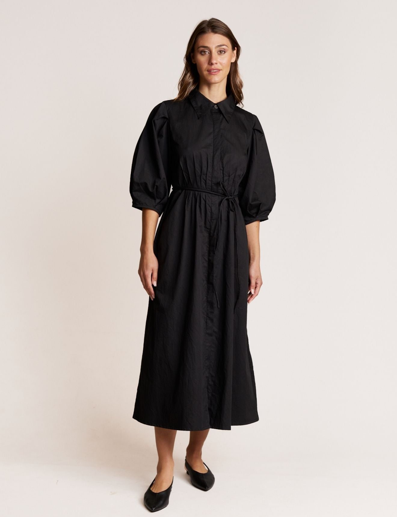 PINTUCK DRESS ONYX