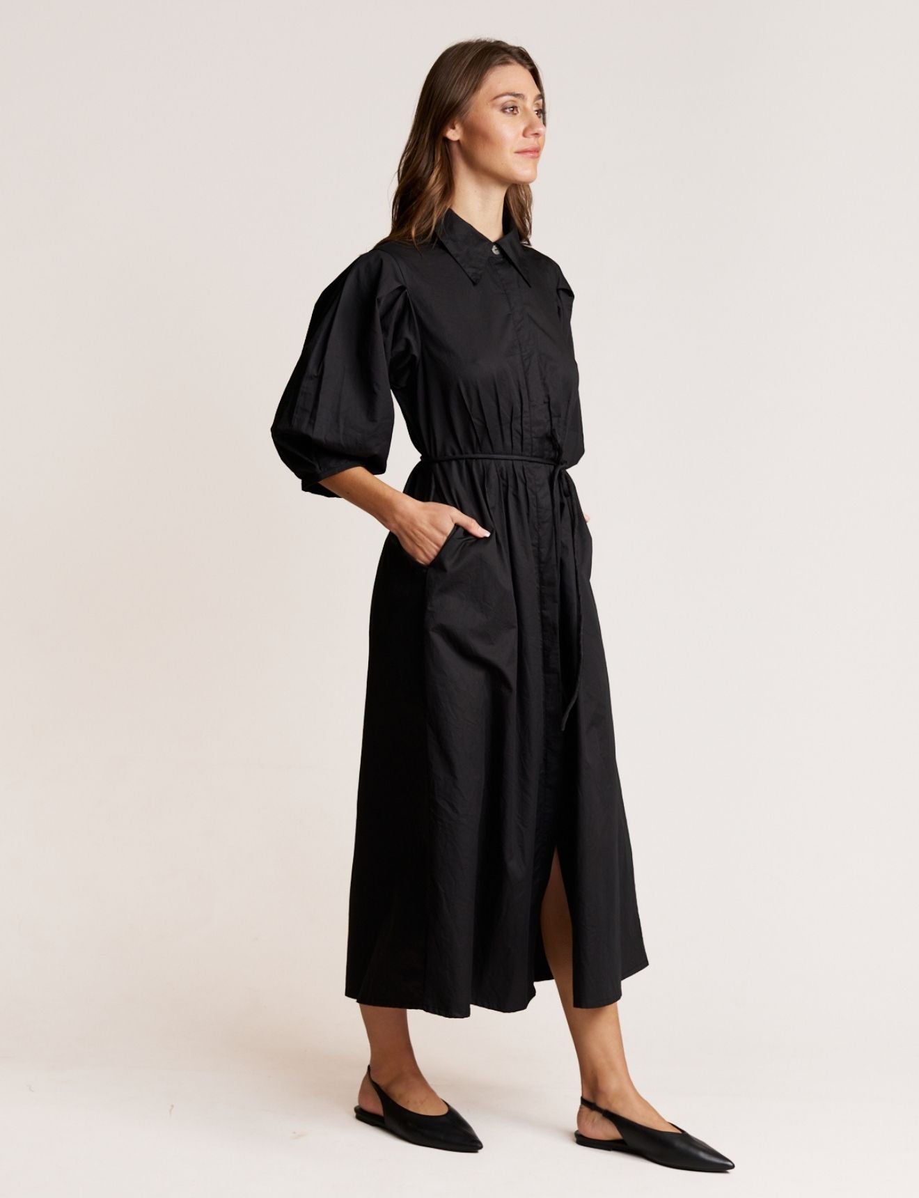 PINTUCK DRESS ONYX