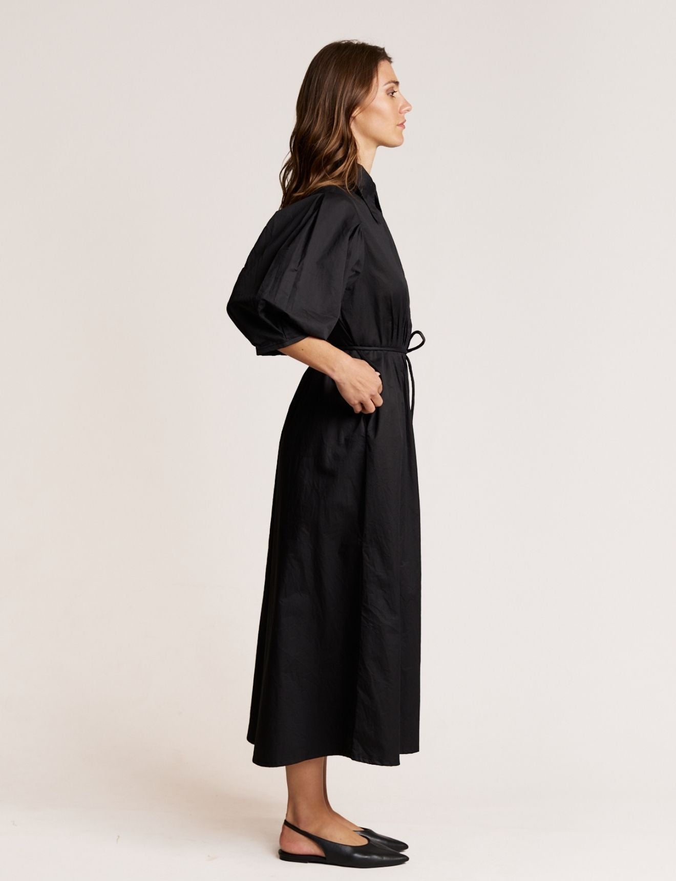 PINTUCK DRESS ONYX
