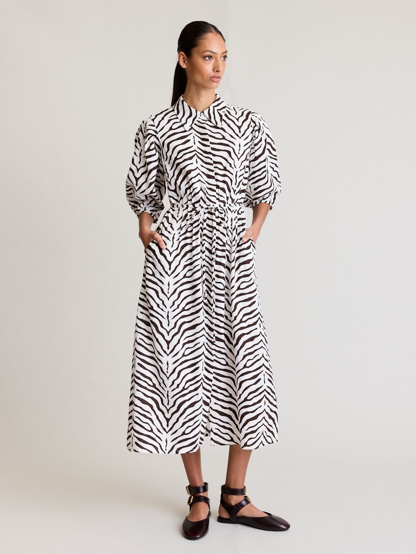 PINTUCK DRESS ZEBRA