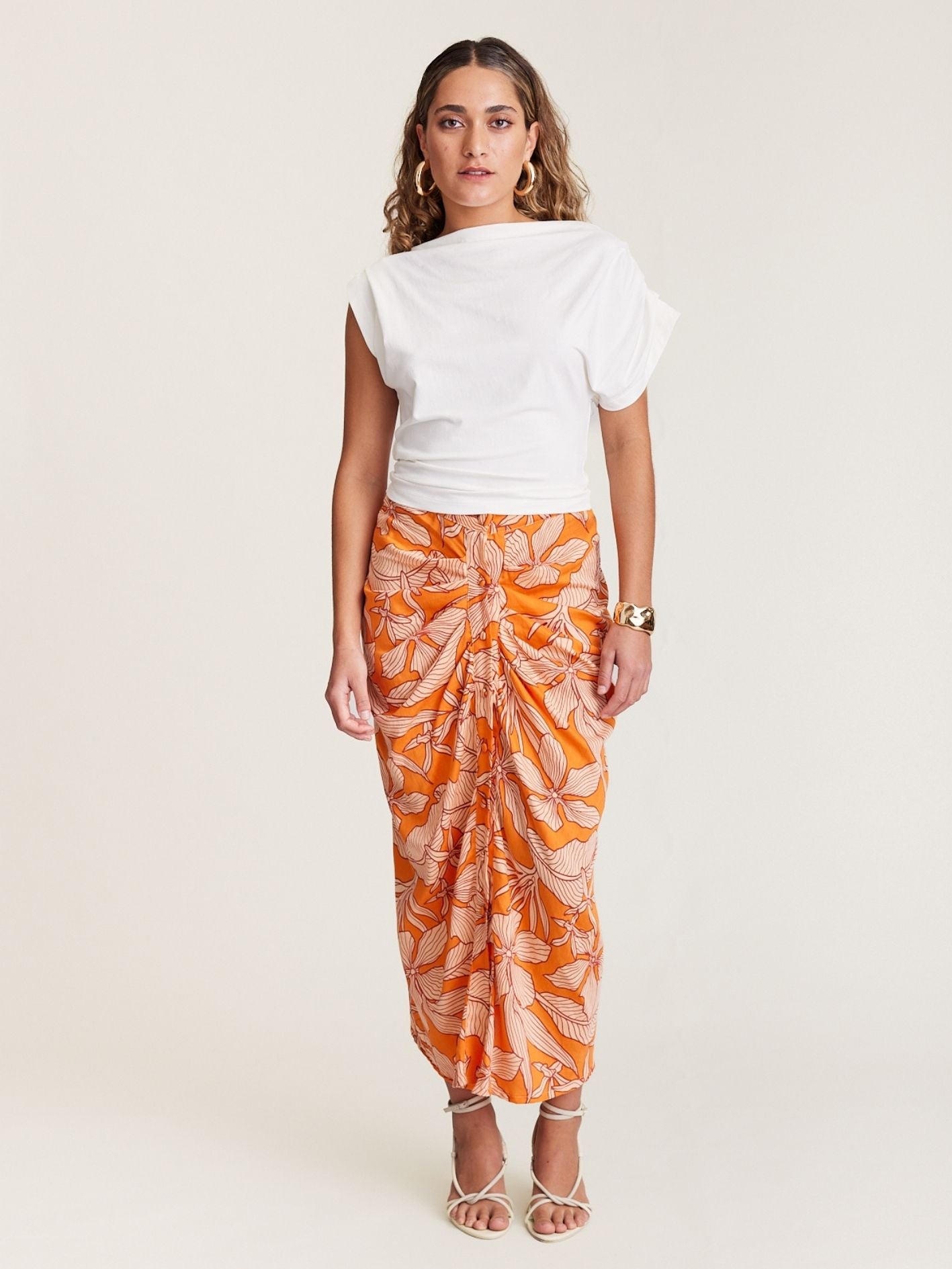 FOLIAGE PLEAT SKIRT SUNSET