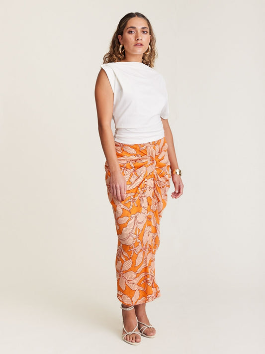 FOLIAGE PLEAT SKIRT SUNSET