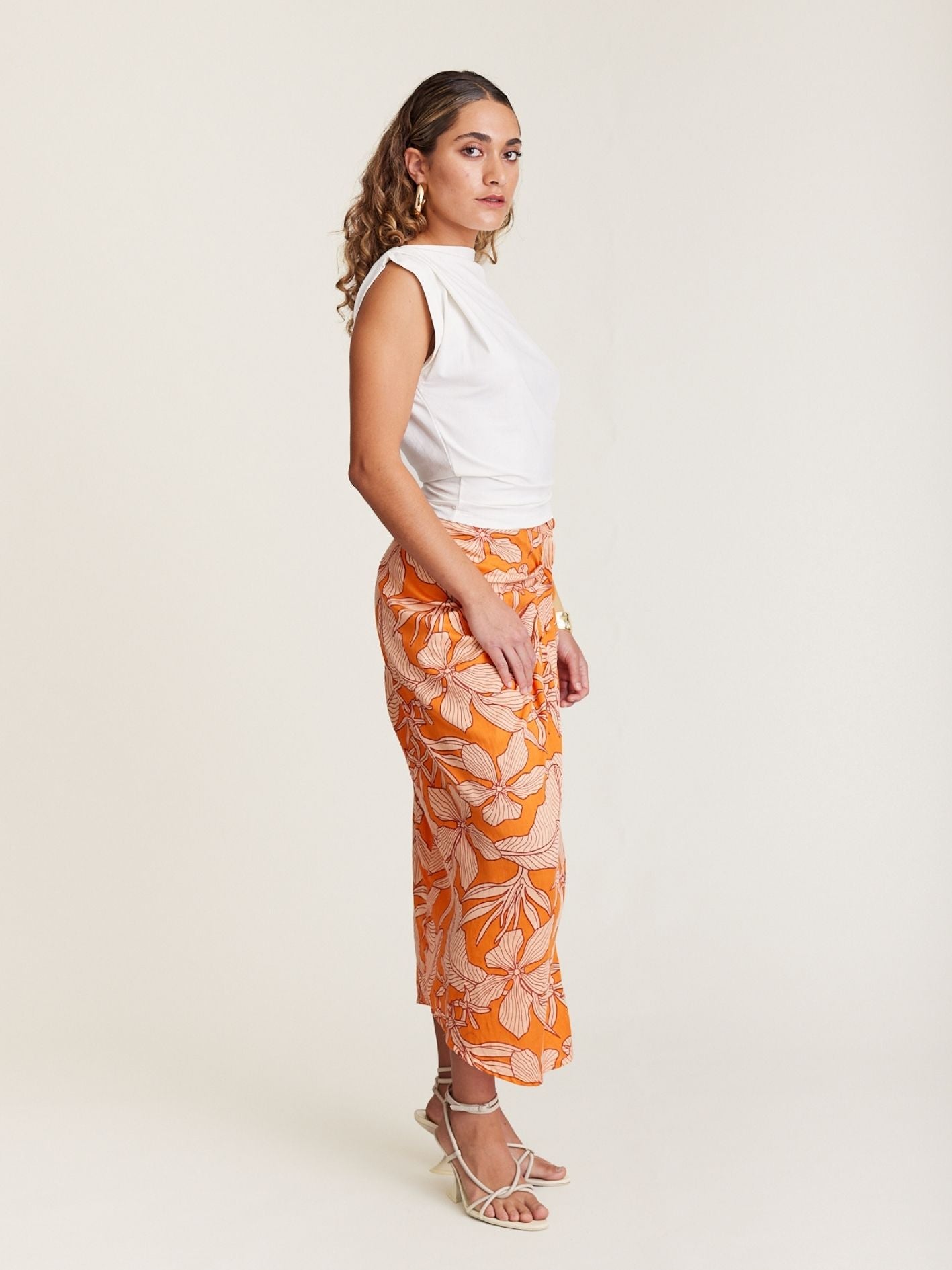 FOLIAGE PLEAT SKIRT SUNSET