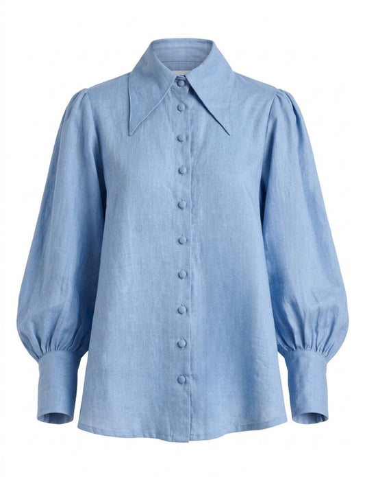 POINTED COLLAR BLOUSE ALLURE BLUE