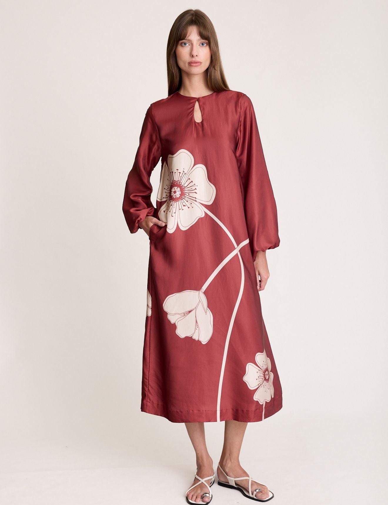 POPPIES DRESS MARSALA