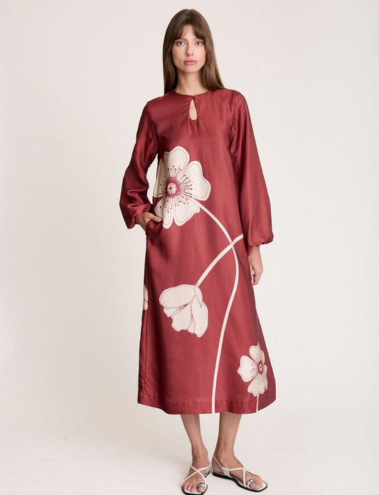 POPPIES DRESS MARSALA