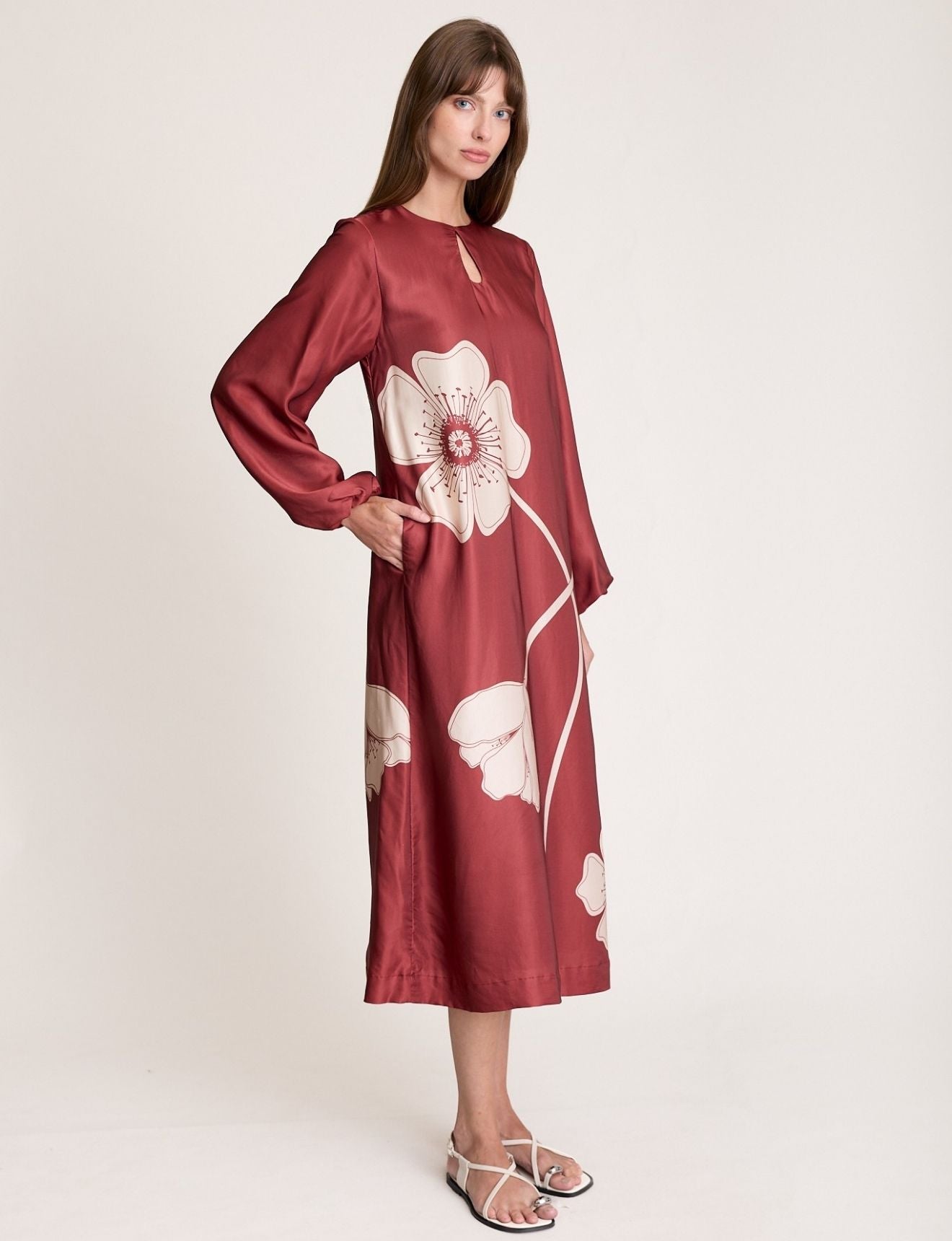 POPPIES DRESS MARSALA