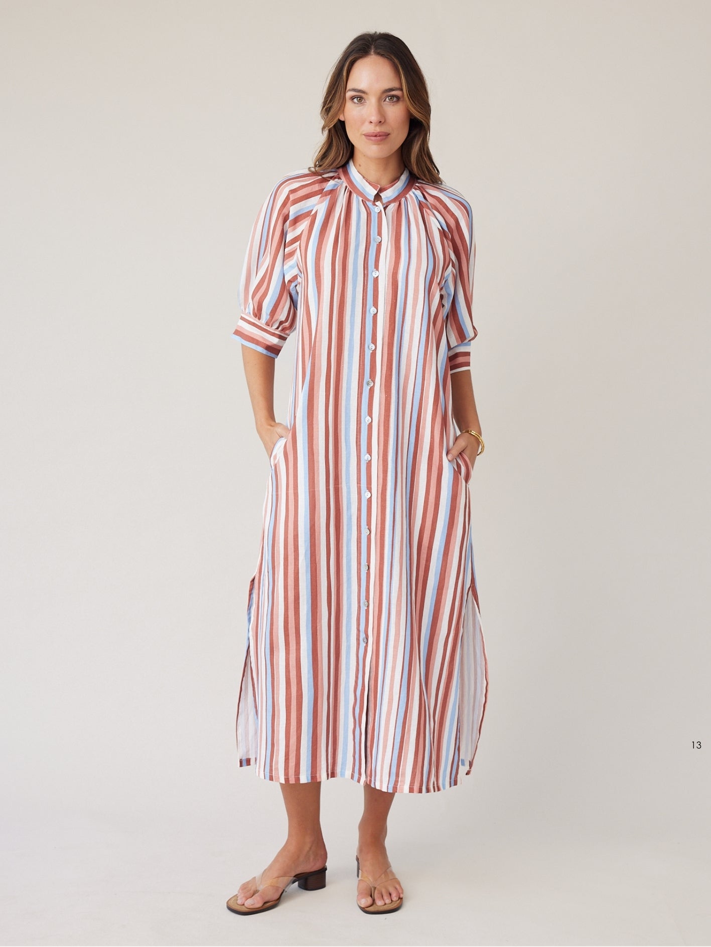 ROBE DRESS MOCHA STRIPE