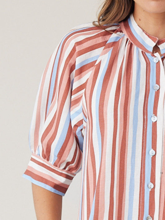 ROBE DRESS MOCHA STRIPE