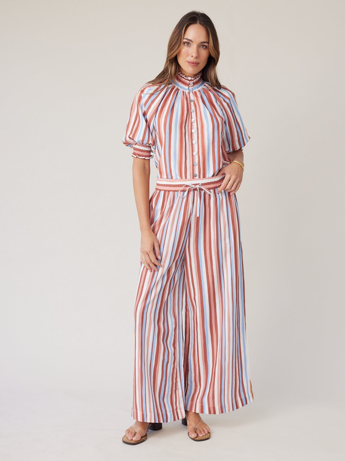 ROBE PALAZZO MOCHA STRIPE