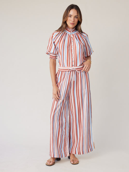 ROBE PALAZZO MOCHA STRIPE