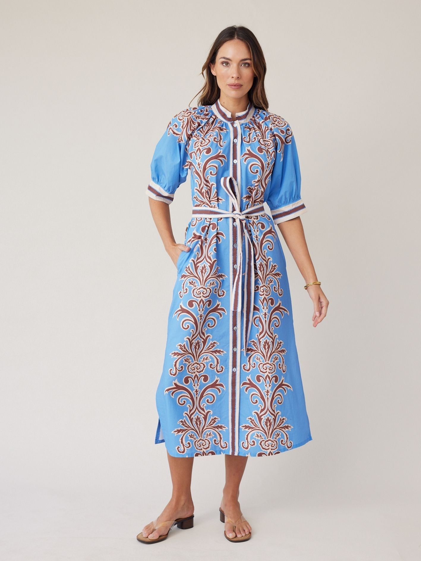 ROBE DRESS BLUE DECO STRIPE
