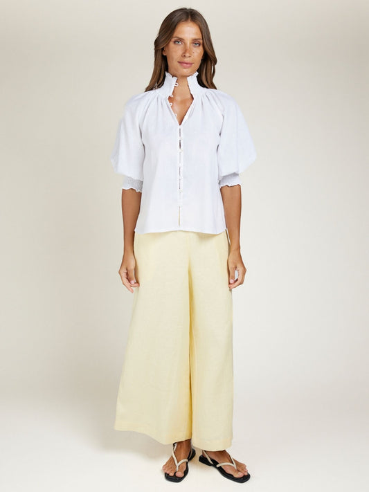 SHIRRED BLOUSE IVORY