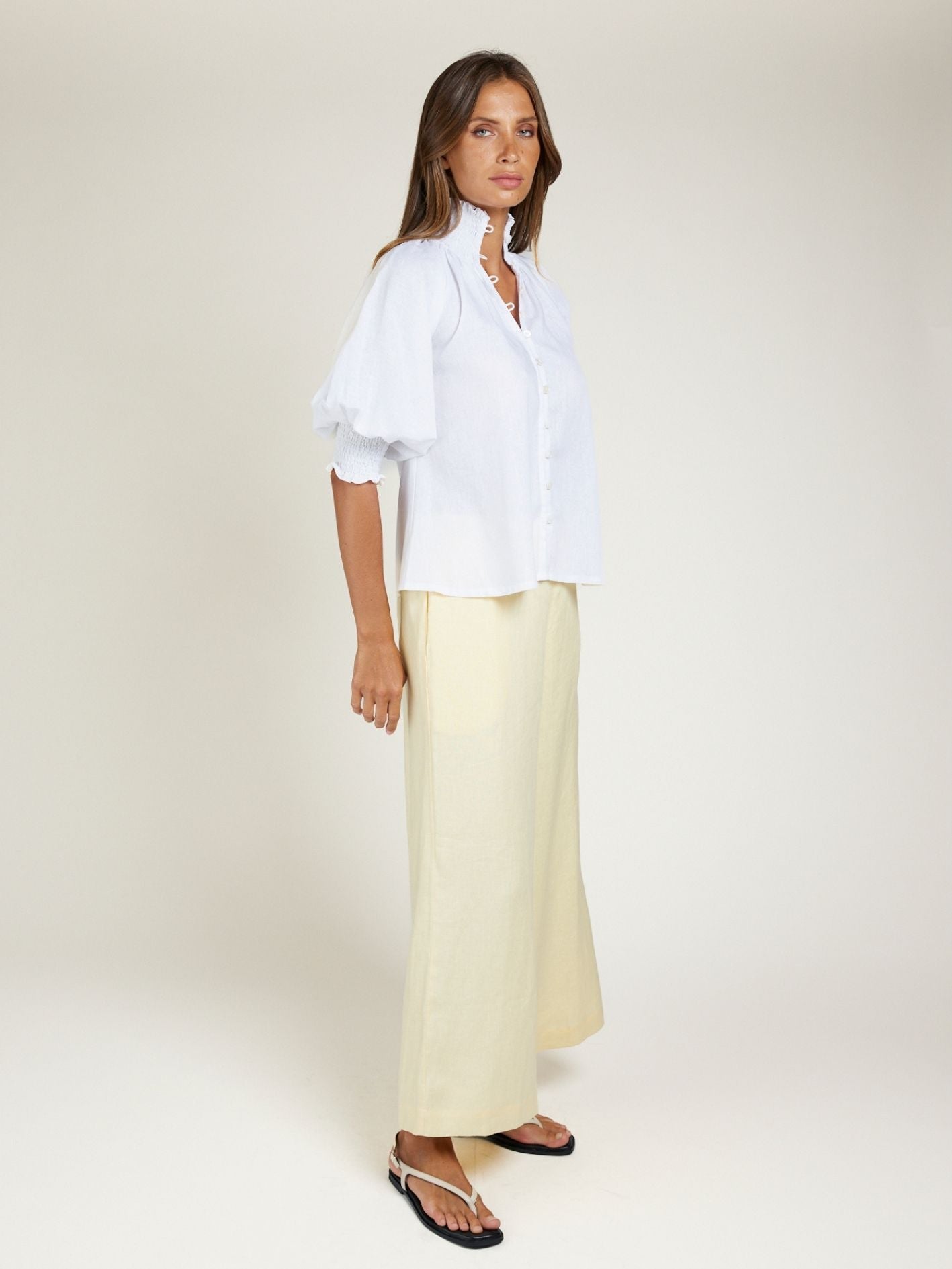 SHIRRED BLOUSE IVORY