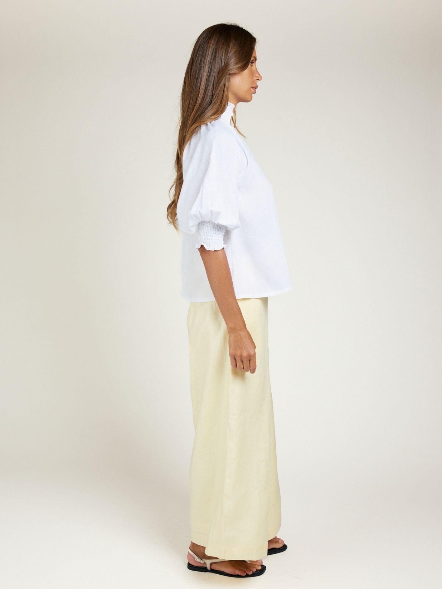 SHIRRED BLOUSE IVORY