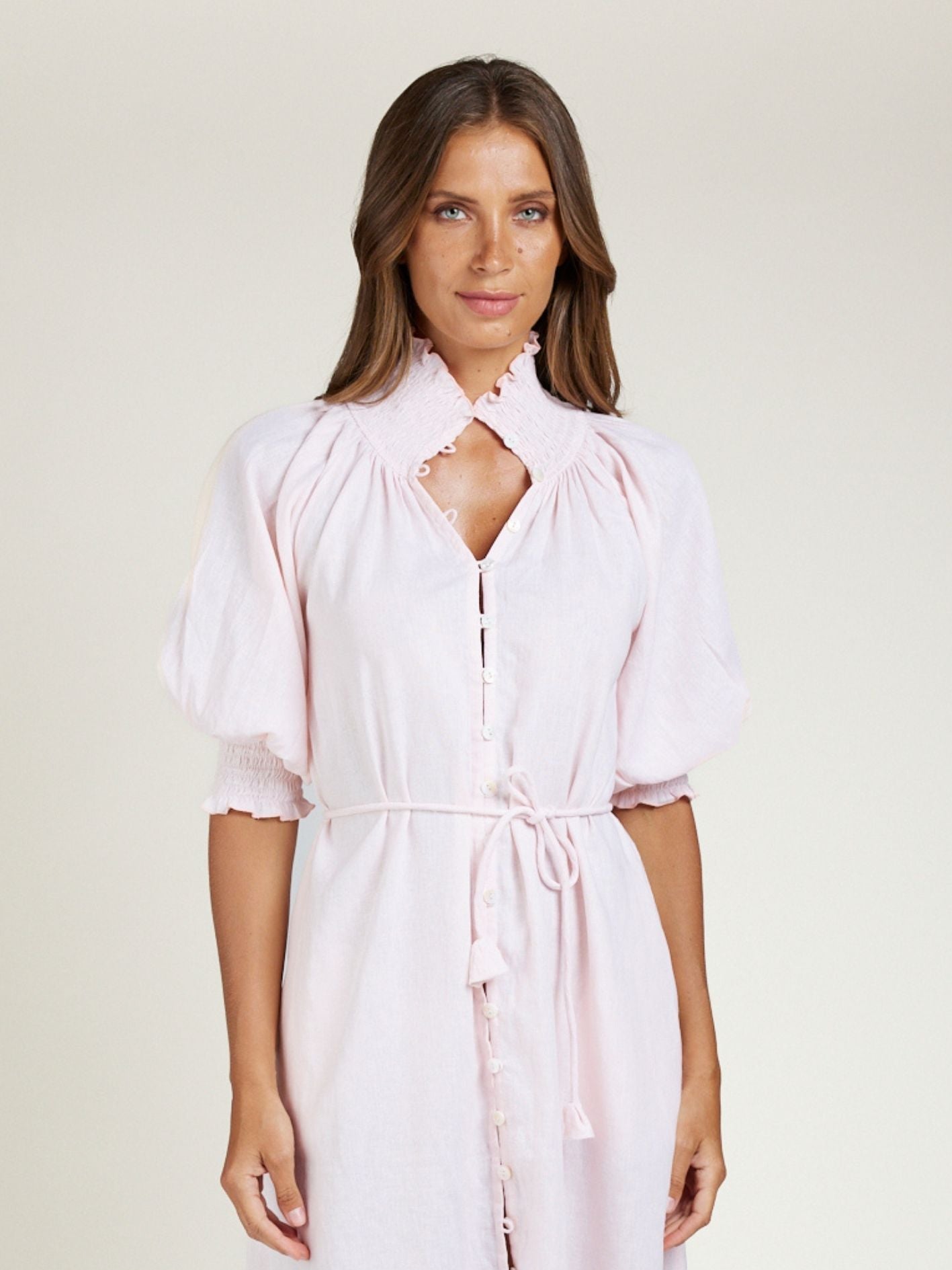 SHIRRED DRESS SHELL PINK