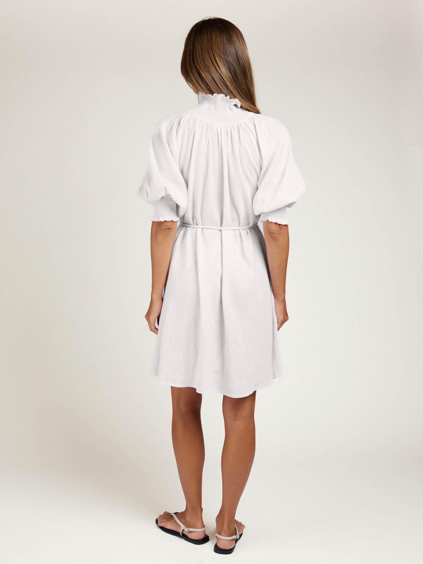 SHIRRED DRESS IVORY