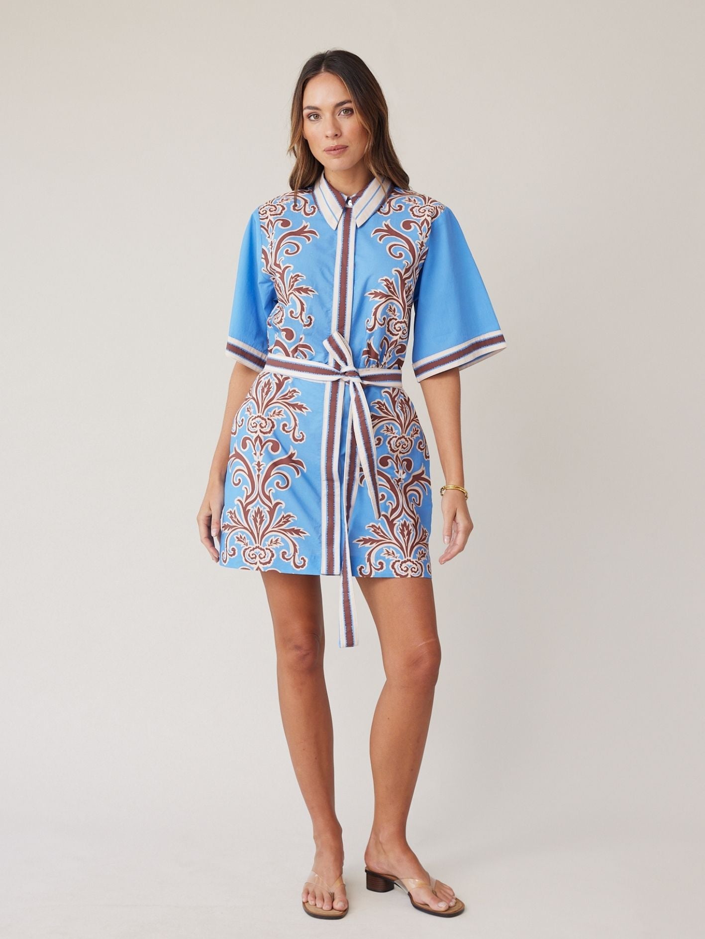 SHIRT DRESS MINI BLUE STRIPE