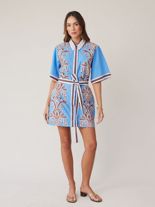 SHIRT DRESS MINI BLUE STRIPE