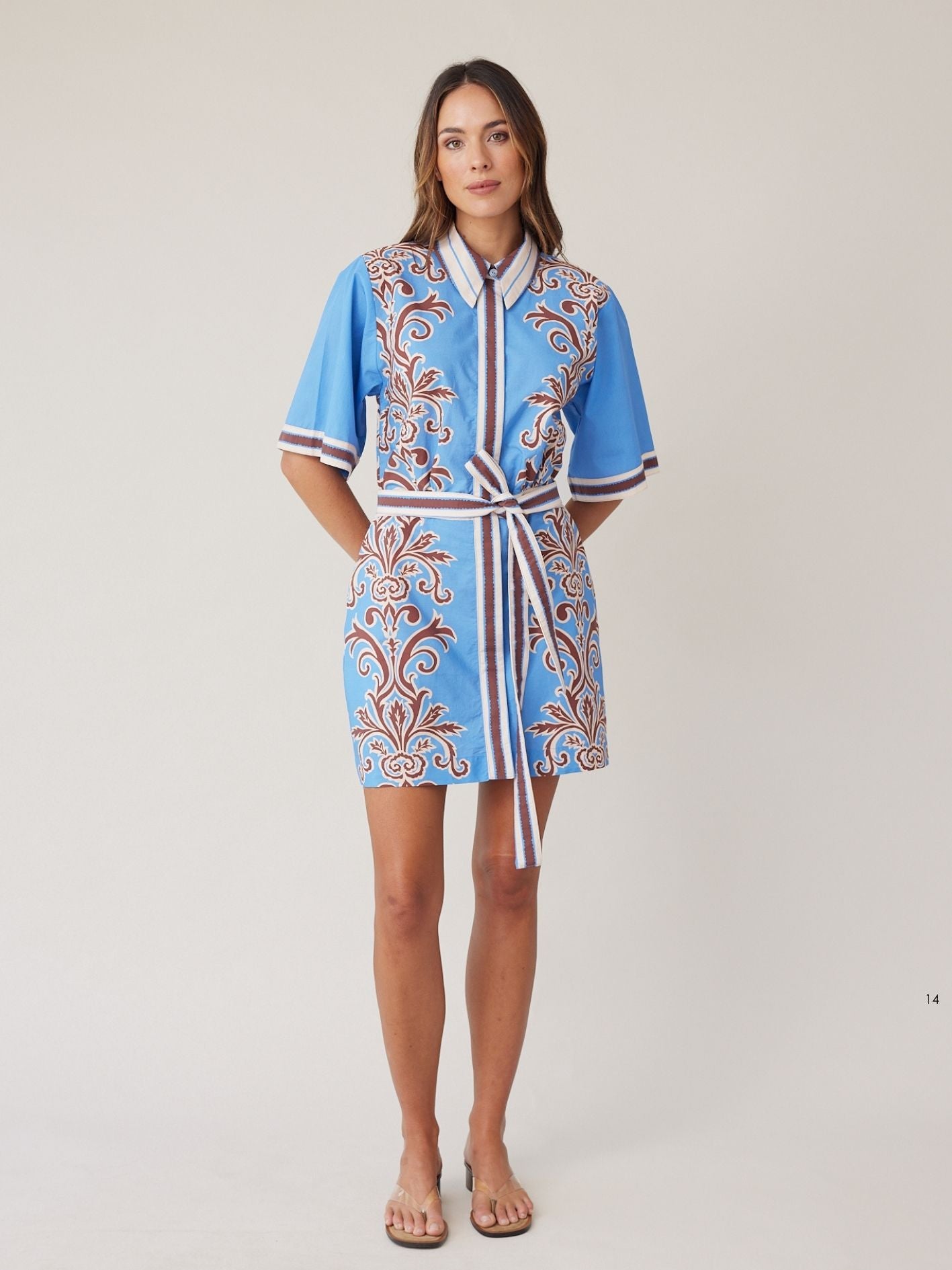SHIRT DRESS MINI BLUE STRIPE