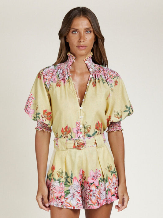 TROPIC BLOOMS SHORT LEMON