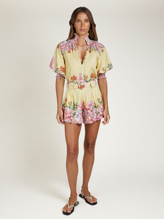 TROPIC BLOOMS TOP LEMON