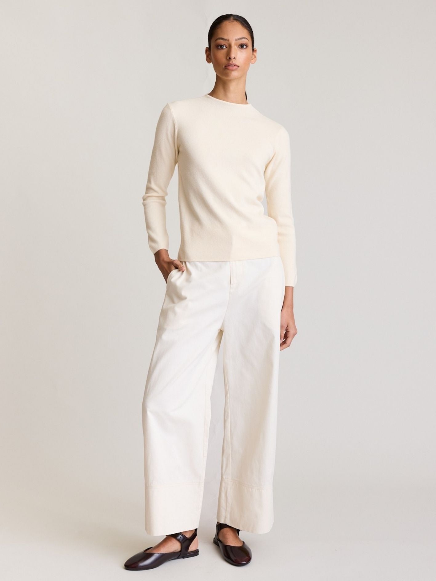 TWILL CUFF PANT ECRU