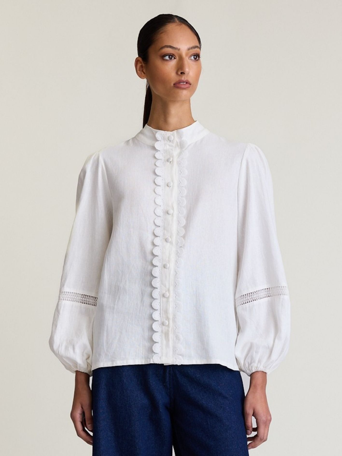 TWIN LACE BLOUSE IVORY