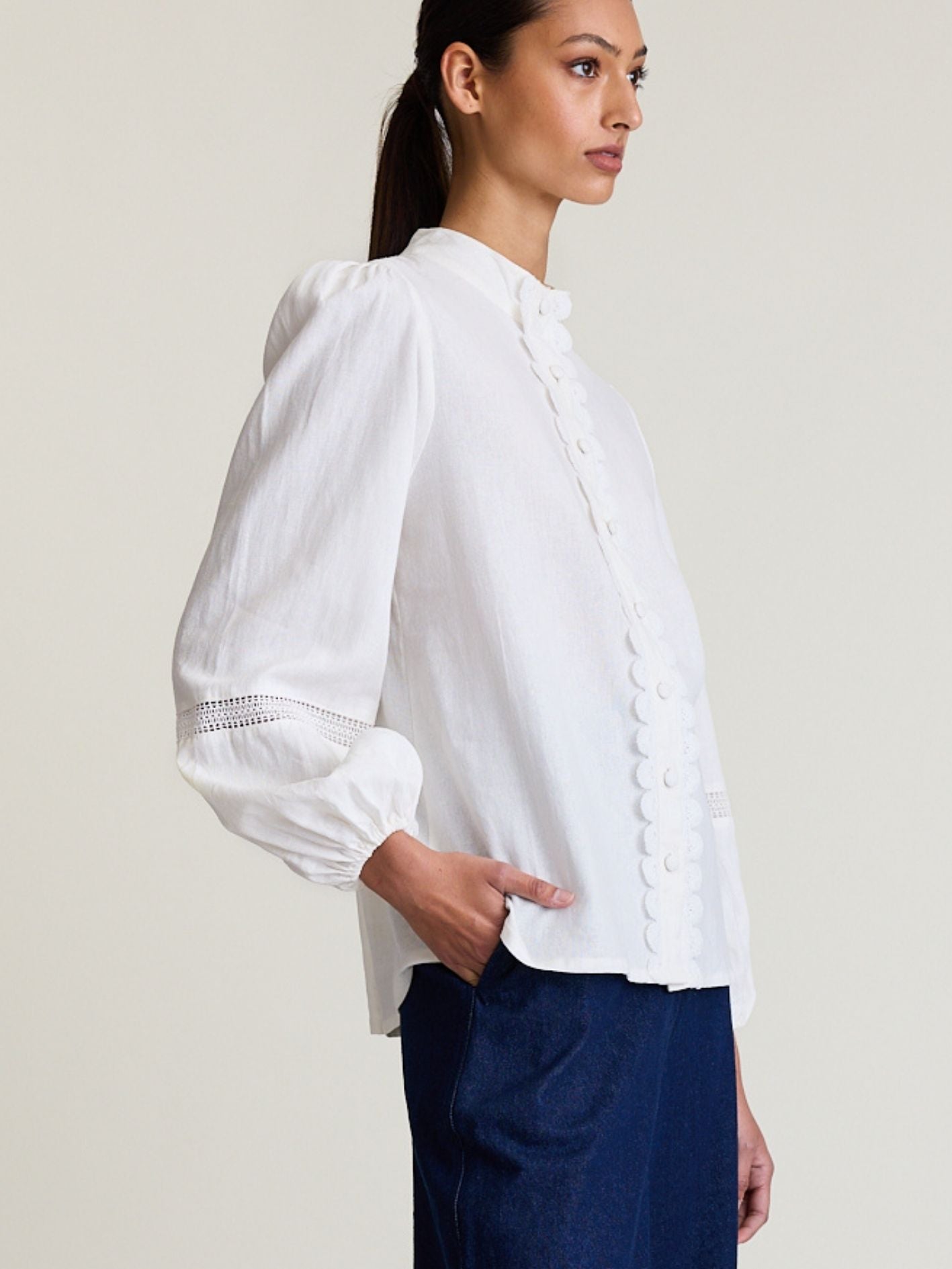 TWIN LACE BLOUSE IVORY