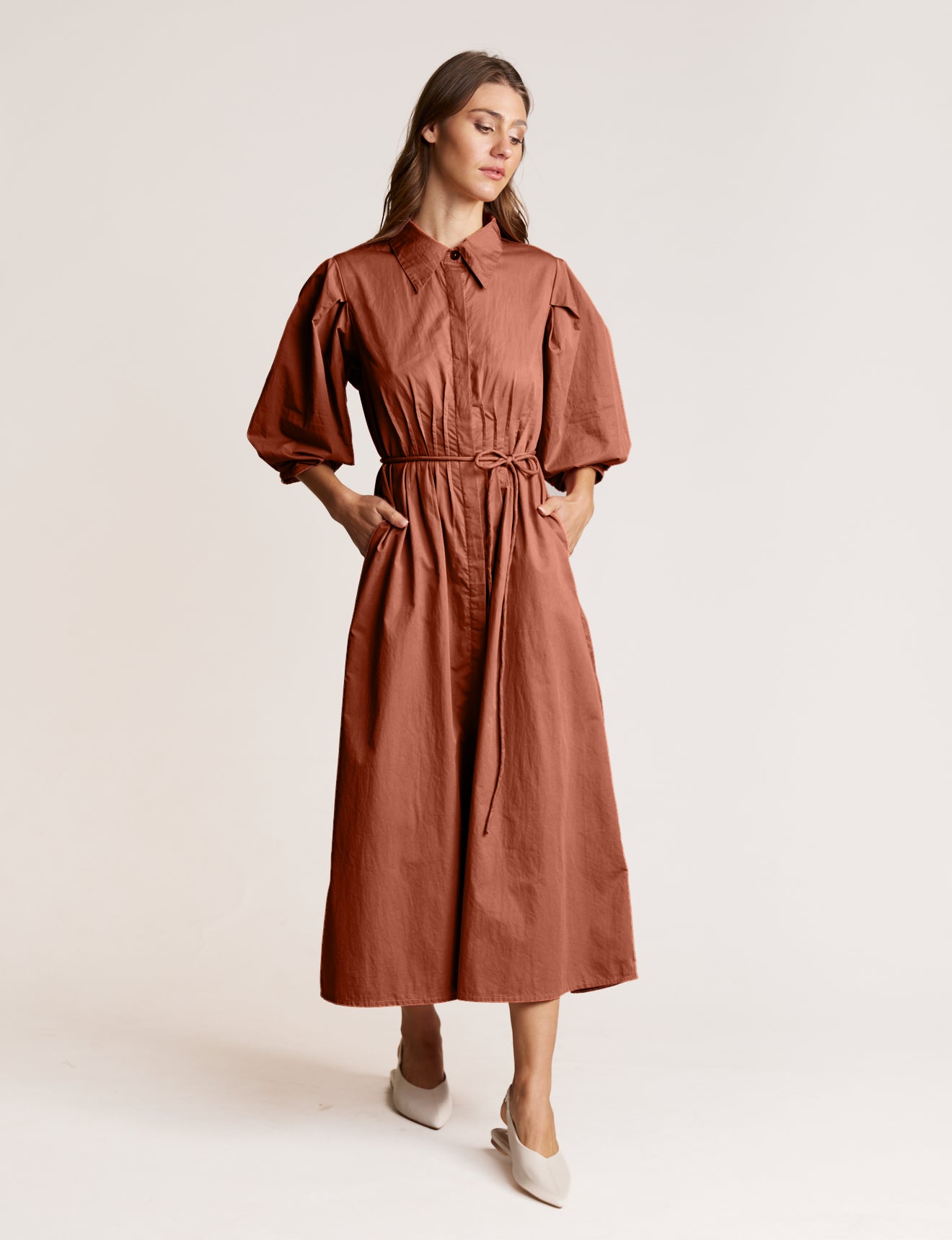 PINTUCK DRESS COPPER